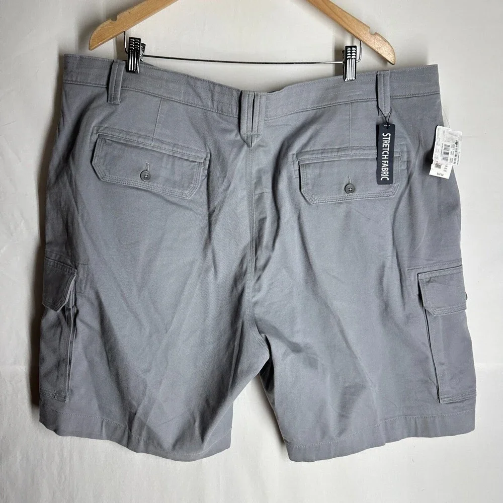 NWT Roundtree & Yorke Casual Mens Shorts 46 Gray Flat Front Stretch 9